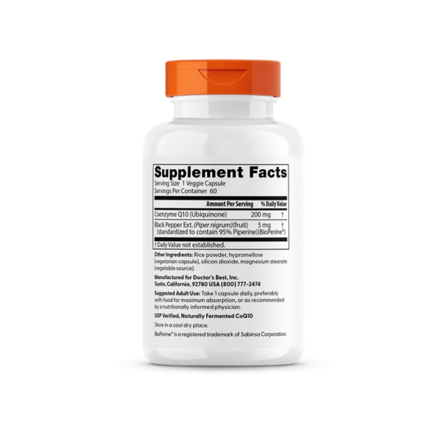 Doctors Best High Absorption CoQ10 with BioPerine 200mg 60 Veggie Softgels