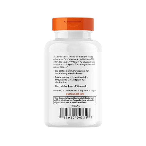 Doctors Best Natural Vitamin K2 MK7 with MenaQ7 100mcg 60 Vcaps
