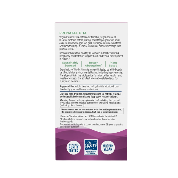 Nordic Naturals Vegan Prenatal DHA 500mg 60 Softgels