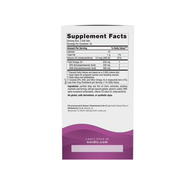 Nordic Naturals Prenatal DHA 830mg Omega-3 + 400 IU D3 Unflavoured 90 Softgels